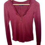 Abercrombie & Fitch  Soft AF Cozy Red Knit Henley Long Sleeve Sweater Womens XS Photo 0