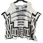 B Sharp Poncho Sweater Womens One Size White Black Mohair Blend Southwestern Photo 0