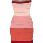 Bebe Bandage Ombre Coral Combo Strapless Sweetheart Neck Mini Dress XS Bodycon Photo 3