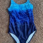 Womens One Piece Sports Swimwear Tummy Control Sports Swimsuits Size Medium Blue Photo 3