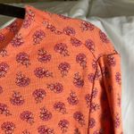 J Jill Pima Slub Elbow Sleeve Tee XL Coral Floral Print Cotton‎ Top Classic Orange Photo 6