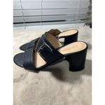 Lauren Ralph Lauren Black Leather Strappy Block Heel Sandals With Silver Buckle Size 9 Photo 11