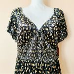 Arula Black & Tan Dainty Floral Velvet Smocked Short Sleeve Tiered Dress. Size 1X Photo 1