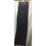 Strapless Navy Blue Satin Formal Dress Gown Slit Sexy Elegant Party Cocktail Size XL Photo 2