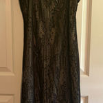 Miss California Apparel Black And Tan Lace Fringe‎ Dress Size Large Photo 0