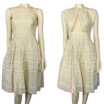1950s Betty Lane Original Eyelet Lace Dress & Bolero Set – Ivory Cotton XS Yellow Photo 1