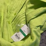 kim rogers  large women’s ondina lime green 100% linen button down 3/4 sleeve Photo 7