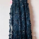 Arula Black & Gold Floral Appliqué Sequin Shimmer Sleeveless Maxi Dress. Photo 5