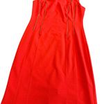 Calvin Klein  Bold Red Sleeveless Sheath Dress Gold Zipper Detail Size 8 Women's Photo 3