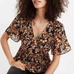 Madewell flower garden floral faux wrap peplum blouse top Photo 0