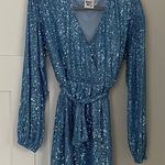 Princess Polly  Blue Sequin Long Sleeve Dress Photo 0