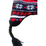 Disney Hat Minnie Mouse Fair Isle Print Red Black Fleece Lined Black Pompom Photo 4