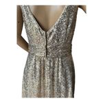 David's Bridal sequin v-neck bridesmaid dress with satin piping gold size 8 Photo 14