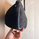 Black Suede Bag Vintage LULU GUINESS Purple Blue Floral embroideried needlepoint Photo 6