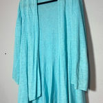 Eileen Fisher  Cardigan Sweater Open Front Linen Bright Blue Size Medium Photo 0
