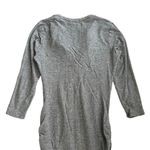 James Perse Standard  Womens Henley Long Sleeve V Neck Ruched Charcoal Midi Dress Photo 6