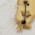 Vintage Bakelite Carved Rose Pin 1" Yellow Flower Palm Coat Lapel Scarf Brooch Gold Photo 9