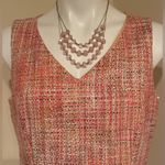 Talbots  Pink Orange White Multi-Color Tweed V Neck Fully Lined Midi Dress Sz 8 Photo 1
