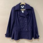 NEW YORK & CO Navy Wool Petticoat Blazer, Size Medium Blue Photo 0