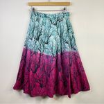 French Connection Pink Blue Sea Fern Dip Dye Cotton Midi Flare Pleat Skirt 6 New Photo 1