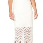 Bardot NWT  Imogen Lace Chevron Sheath Dress Sleeveless High Neck in White 10L Photo 0