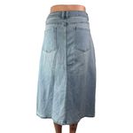 OAT Blue Light Wash High Waisted Split A Line Midi Denim Jean Skirt Size 10/30 Photo 1