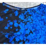 CHAPS  Ruched Long Sleeve Sheath Dress Womens XL Blue Black Floral Party Dressy Photo 5