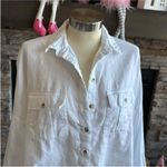 Topshop  White Boxy Button Down Shirt with Notched Collar Photo 5