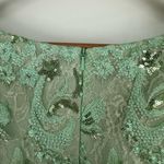 Mac Duggal Green Puff Sleeve V Neck Floral Embellished Dress 68266 size 4 Midi Photo 11