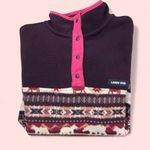 Lands End soft cozy pink purple 1/4 snap fleece pullover pockets Size undefined Photo 0