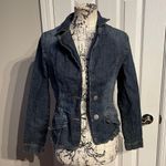 L.A. Idol Faded Stone Distressed Denim Jacket Vintage y2k Button Flap Pockets Blazer Acid bleach Women's Medium Blue Photo 0