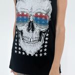Way to Celebrate Patriotic Sleeveless Black Skull Tunic Tank Top Size Small Photo 0