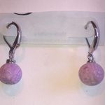 Pinkish Purple Floral Clay Beaded Dainty Boho Ball Drop Pierced Earrings Photo 0