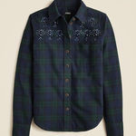 J.Crew  Embellished shrunken button-up shirt in tartan brushed cotton oxford 0 Photo 0