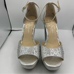 Jessica Simpson studs platform ankle straps silver pumps women Size 8 1/2 Photo 4