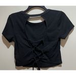 Wild Fable Crop Top Short Sleeve Ties in Back ~ Size Medium ~ Black Photo 1