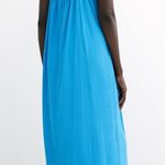 ZARA STRAPPY RIB Full Cut Dress w/ V-neckline & Spaghetti Straps Blue Size S NEW Photo 6