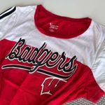 Wisconsin Badgers Red White Black Stripe Short Sleeve Women’s Tee Shirt Medium Photo 8