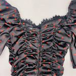 For Love & Lemons Melrose Polka Dot Dress Black Red Ruched Satin Blogger Fave Photo 7