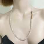 Vintage Clear Aurora Borealis AB Crystal Czech Fire Beads Enamel Clasp Necklace Photo 3