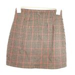 John Galt Skirt Sz XS Plaid Mini Preppy High Rise Dark Academia Brown Slit Cara Photo 3