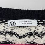 ZARA Womens Pullover Open Knit Stripe Long Sleeve Sweater Black White Size Small Photo 6