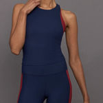 Carbon38 Colorblock High Neck Tank in Navy/Red Dahlia size Small (S) Blue Photo 0
