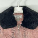 Lisa International Vest Leather Detachable Faux Fur Collar Snake Print Large Photo 1