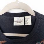 VTG Innovation Sport Womens Sweater Sz S Black Floral Embroidered Boho Artsy 90s Photo 3