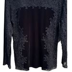 Sundance EUC  Velvet Crochet Lace Long Sleeve Top Black Size Small Photo 2