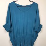Floreat Women’s Azriel Teal Blue Dolman Sleeve Ruched Waist Tunic Mini Dress Size 10 Photo 2