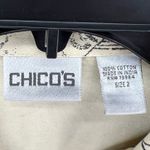 Chico's Shirt Jacket Women L Cream Black Floral Cotton Boho Chic Indie Casual Photo 10