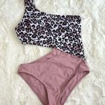 SweatyRocks One Shoulder One Piece Cutout Monokini Pink Leopard Swimsuit… Photo 0