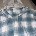 American Eagle Blue Plaid Hoodie Shirt Photo 1
